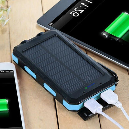 Portable Solar Power Bank with Dual USB Ports and LED Flashlight, 500000mAh