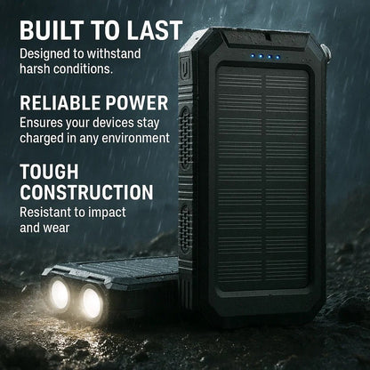 Portable Solar Power Bank with Dual USB Ports and LED Flashlight, 500000mAh