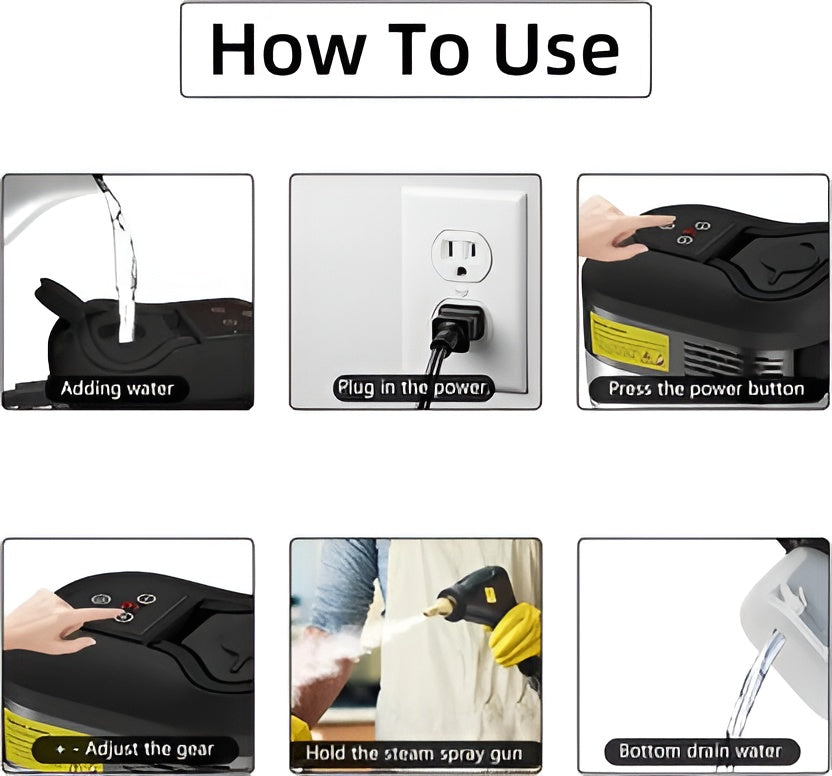 Handheld Steam Cleaner with Six Speed Settings and Five Brush Heads