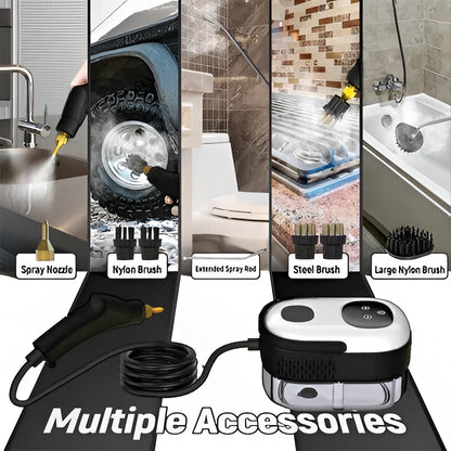 Handheld Steam Cleaner with Six Speed Settings and Five Brush Heads
