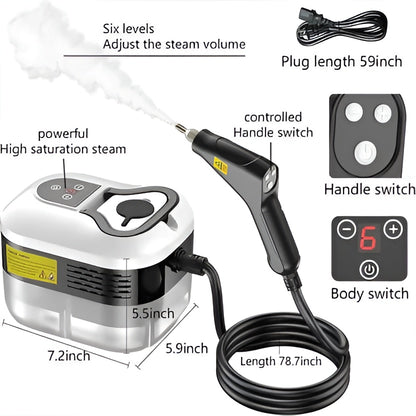 Handheld Steam Cleaner with Six Speed Settings and Five Brush Heads