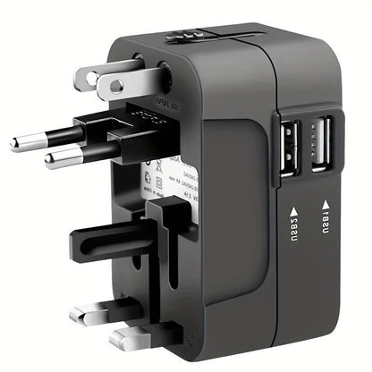 International Travel Adapter with Dual USB Ports and Dual Voltage Support