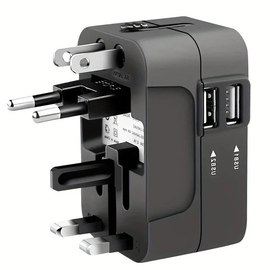 International Travel Adapter with Dual USB Ports and Dual Voltage Support