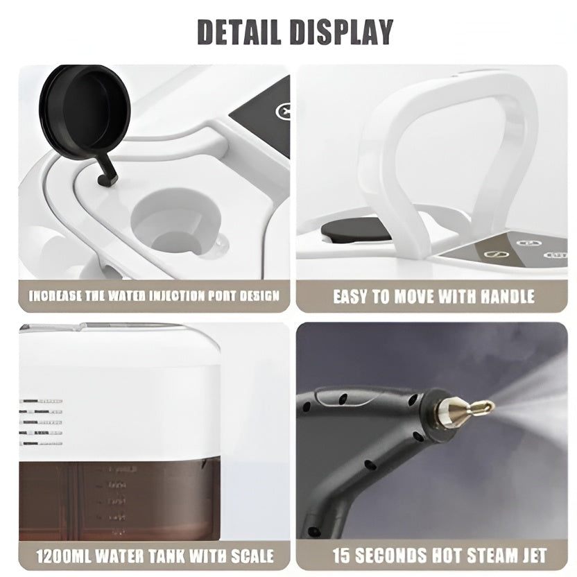 Handheld Steam Cleaner with Six Speed Settings and Five Brush Heads