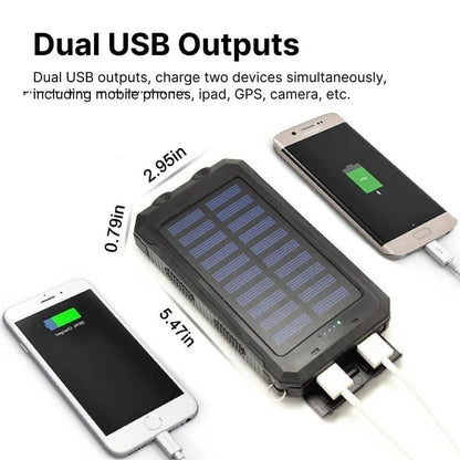 Portable Solar Power Bank with Dual USB Ports and LED Flashlight, 500000mAh