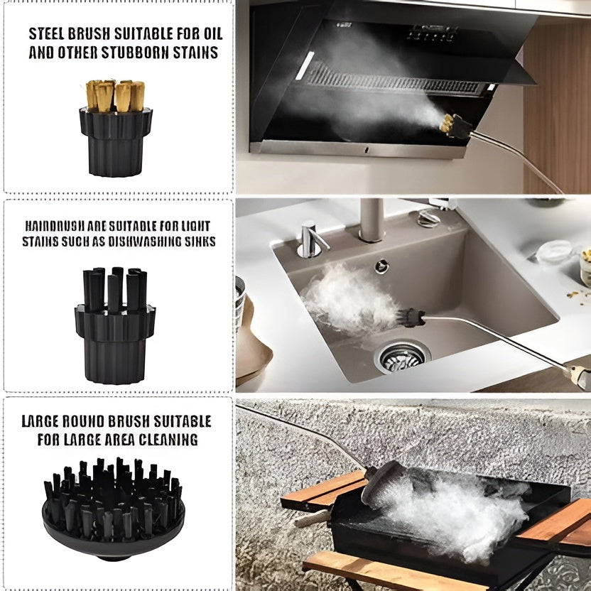 Handheld Steam Cleaner with Six Speed Settings and Five Brush Heads