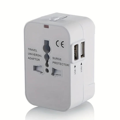 International Travel Adapter with Dual USB Ports and Dual Voltage Support