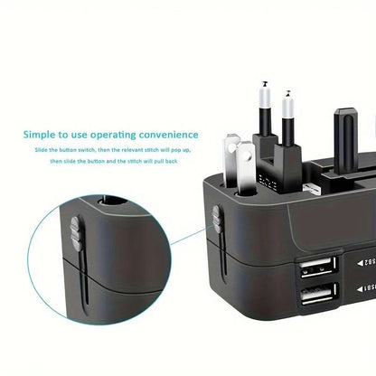 International Travel Adapter with Dual USB Ports and Dual Voltage Support