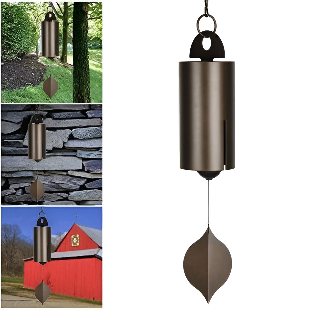 Dual Chamber Wind Bell with Rich Resonant Tones and Ash Wood Clapper