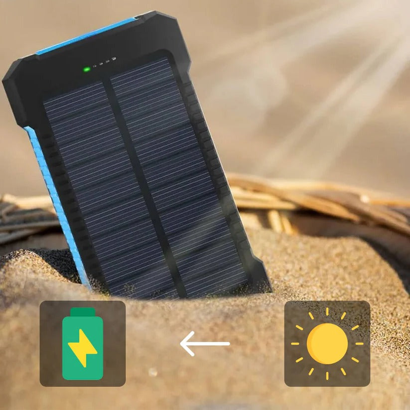 Portable Solar Power Bank with Dual USB Ports and LED Flashlight, 500000mAh