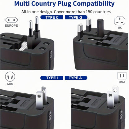 International Travel Adapter with Dual USB Ports and Dual Voltage Support