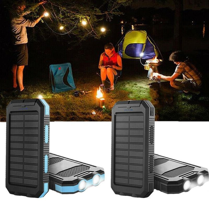 Portable Solar Power Bank with Dual USB Ports and LED Flashlight, 500000mAh