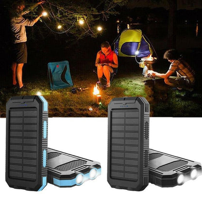Portable Solar Power Bank with Dual USB Ports and LED Flashlight, 500000mAh