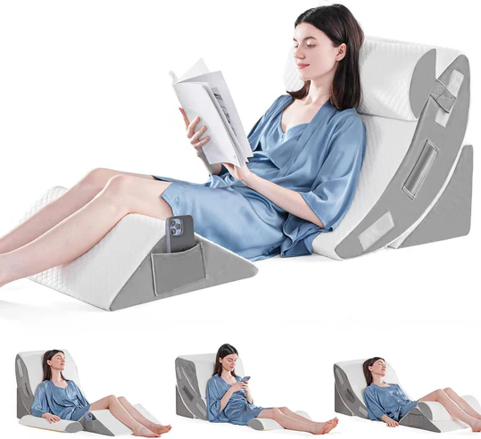 Adjustable Wedge Pillow, 4 piece with Memory Foam Support