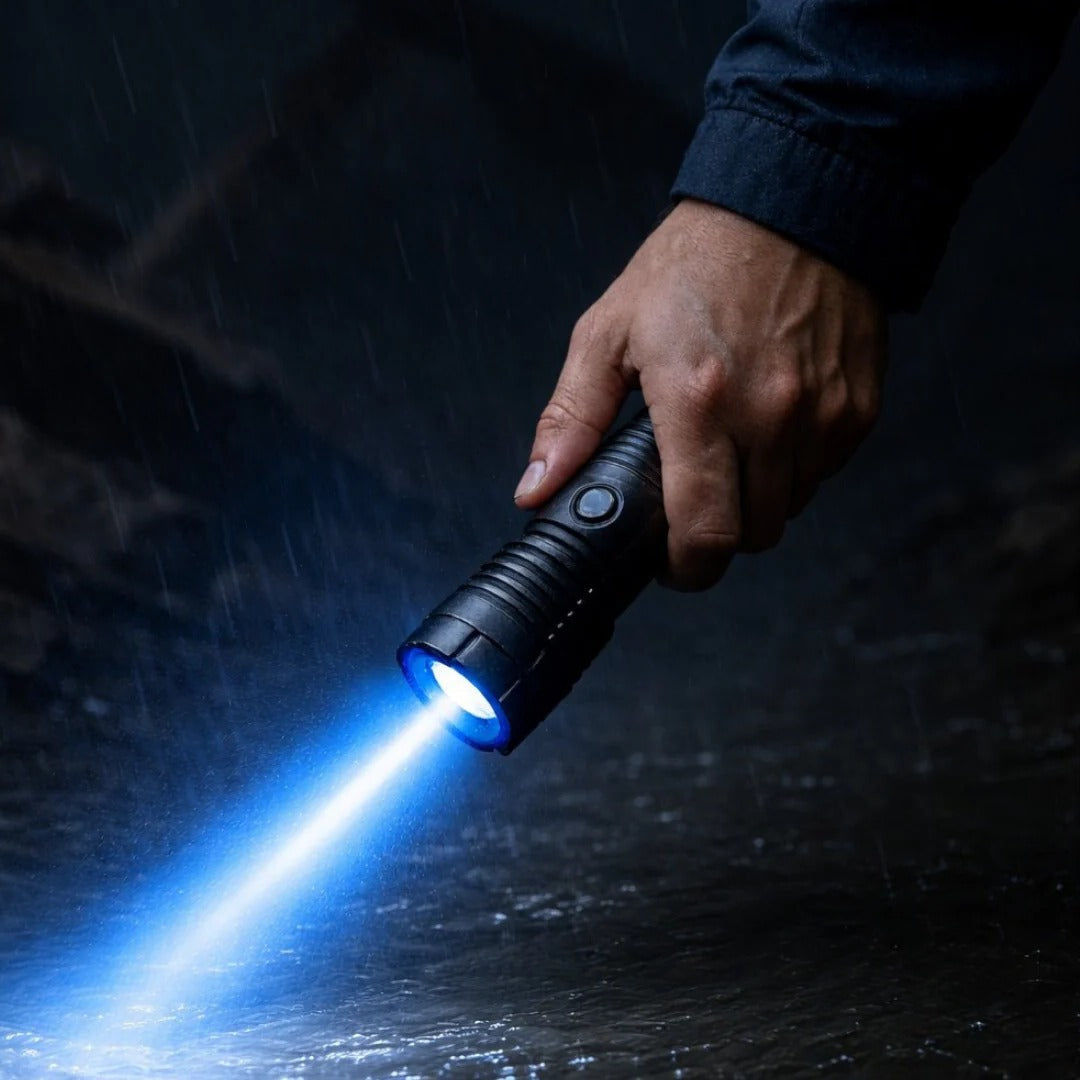 Blue Laser Torch with Adjustable Lens and Long-Range Signaling, Rechargeable