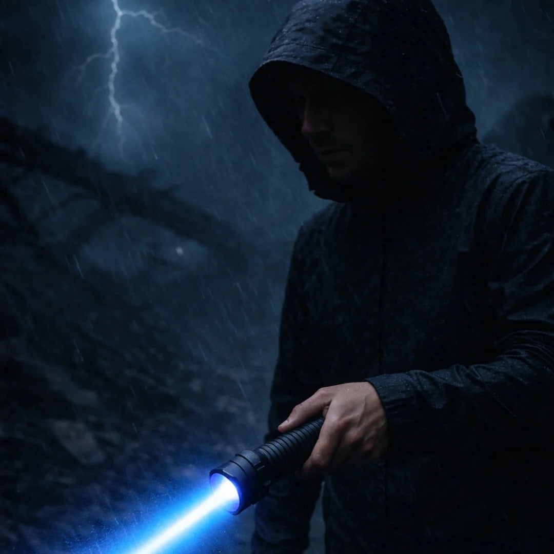 Blue Laser Torch with Adjustable Lens and Long-Range Signaling, Rechargeable