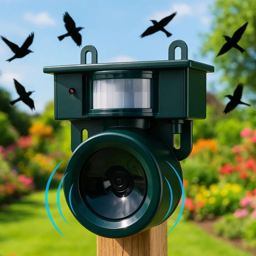 Solar Powered Motion Activated Outdoor Bird Deterrent Device