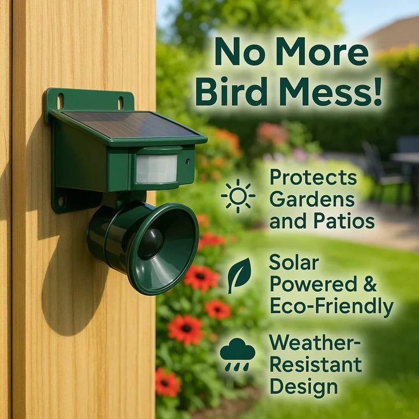 Solar Powered Motion Activated Outdoor Bird Deterrent Device