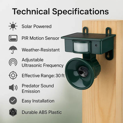 Solar Powered Motion Activated Outdoor Bird Deterrent Device