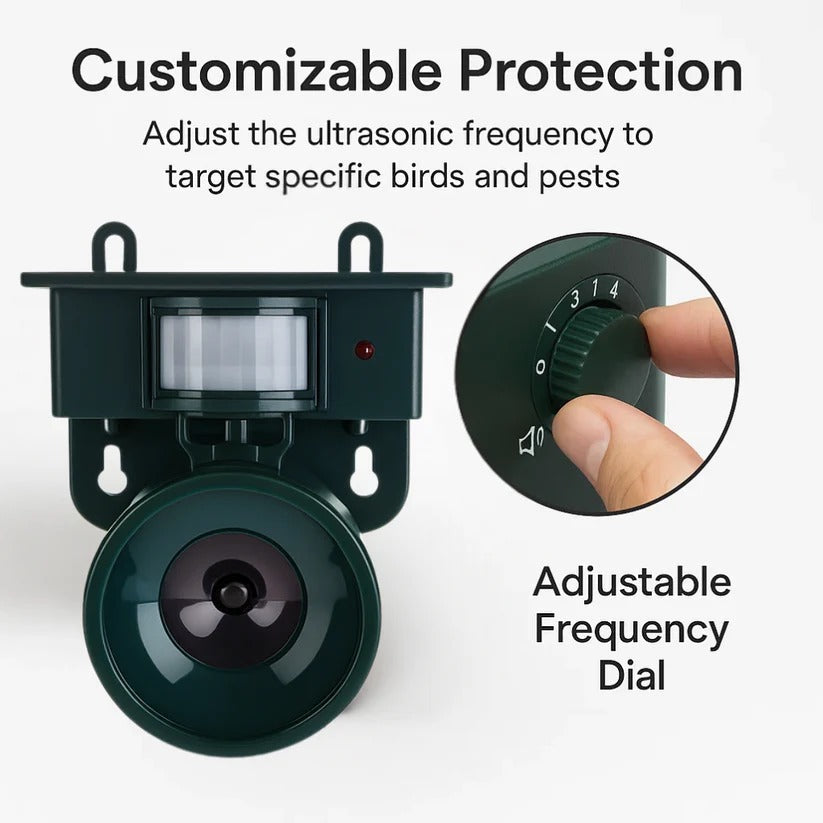 Solar Powered Motion Activated Outdoor Bird Deterrent Device
