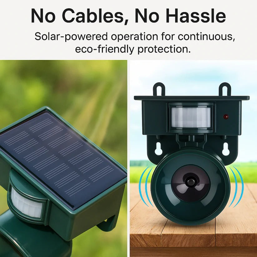 Solar Powered Motion Activated Outdoor Bird Deterrent Device