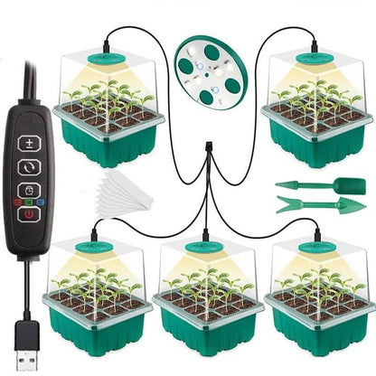 Plant Seed Starter Tray with Full Spectrum Grow Light and Dome Cover