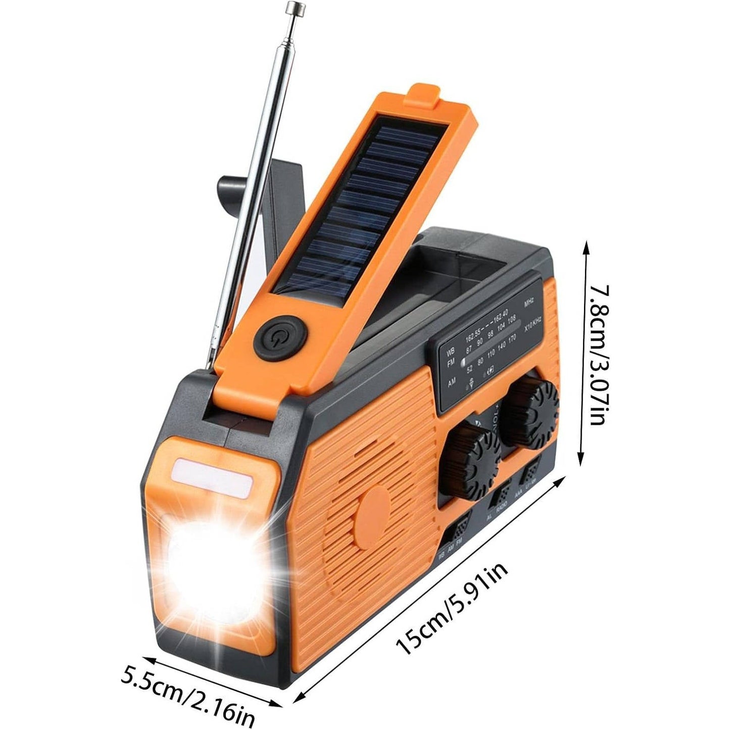 Emergency Radio with Solar Hand Crank and 5000mAh Power Bank, Weather Band