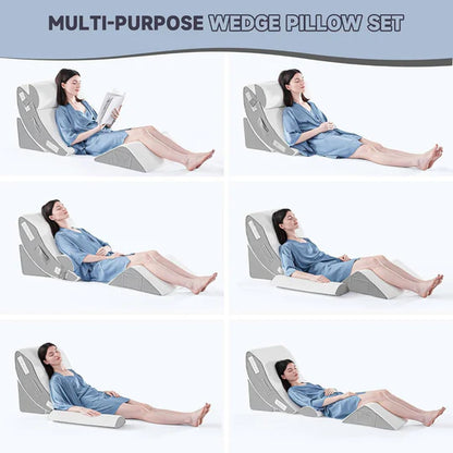 Adjustable Wedge Pillow, 4 piece with Memory Foam Support