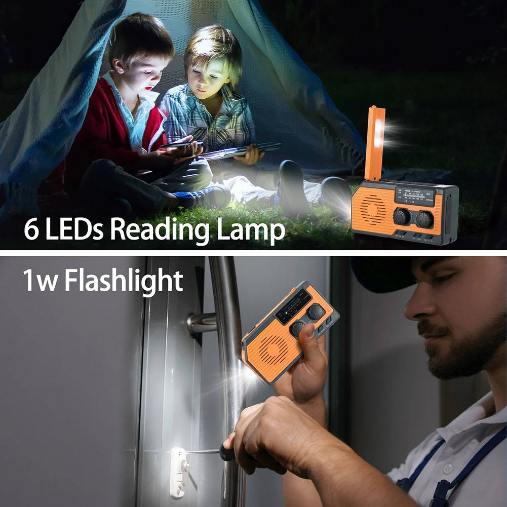 Emergency Radio with Solar Hand Crank and 5000mAh Power Bank, Weather Band