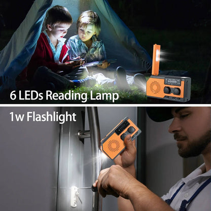 Emergency Radio with Solar Hand Crank and 5000mAh Power Bank, Weather Band