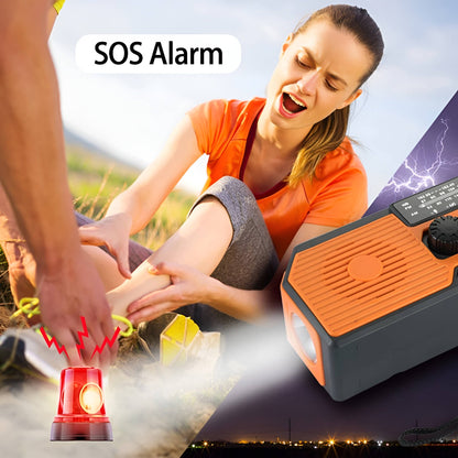 Emergency Radio with Solar Hand Crank and 5000mAh Power Bank, Weather Band
