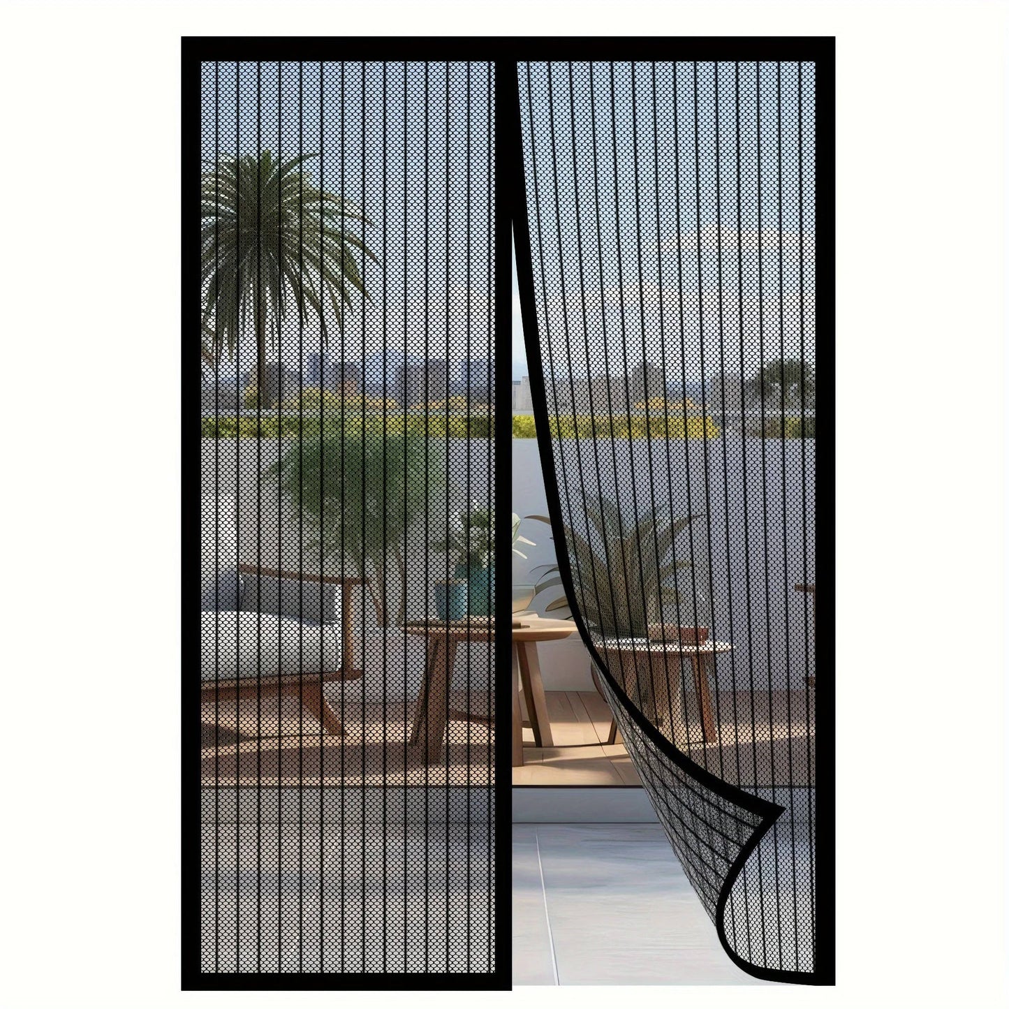 Magnetic Screen Door with Auto Close Panels and Polyester Mesh, Custom Fit
