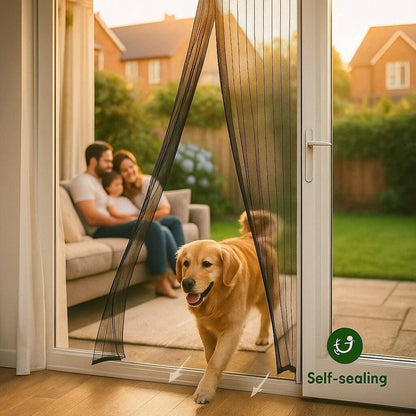 Magnetic Screen Door with Auto Close Panels and Polyester Mesh, Custom Fit