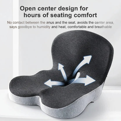 Memory Foam Seat Cushion with Curved Backrest and Removable Cover