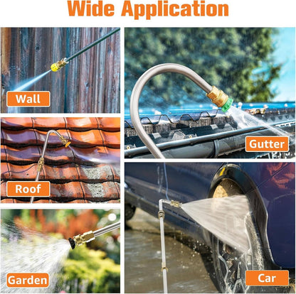 Telescoping Pressure Washer Wand with 4000 PSI Capacity and Six Spray Nozzles for Gutters, Roofs and Walls