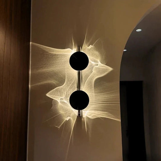Adjustable Wall Sconce with Rotating Head and Reflective Metal Disc