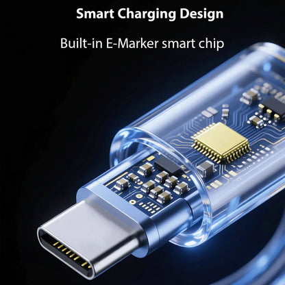 Self-Coiling Charging Cable with Magnetic Tips and Braided Protection, 3.3ft
