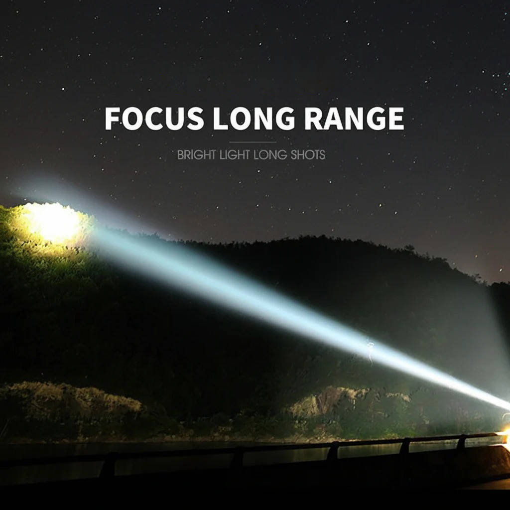 Rechargeable LED Flashlight with Zoomable Beam and 5 Lighting Modes, IPX5 Water Resistant