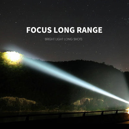 Rechargeable LED Flashlight with Zoomable Beam and 5 Lighting Modes, IPX5 Water Resistant