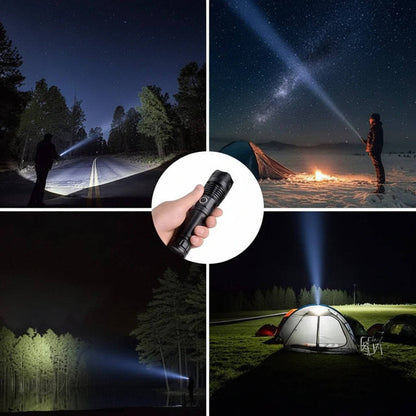 Rechargeable LED Flashlight with Zoomable Beam and 5 Lighting Modes, IPX5 Water Resistant