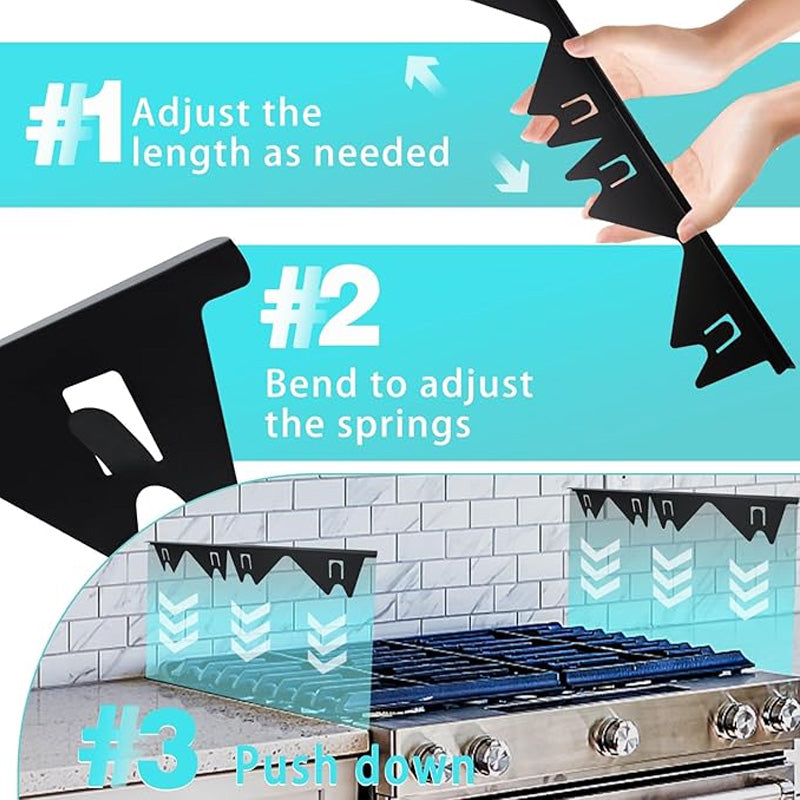 Retractable Stainless Steel Stove Gap Cover with Spring Tension System, Adjustable 13.8-27.5in