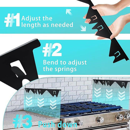 Retractable Stainless Steel Stove Gap Cover with Spring Tension System, Adjustable 13.8-27.5in