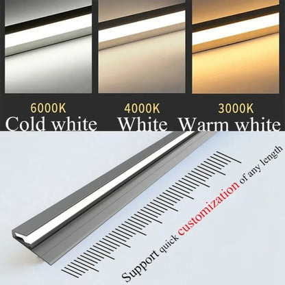Under Cabinet LED Strip Light with 45-Degree Beam and Customizable Length, Aluminum Housing