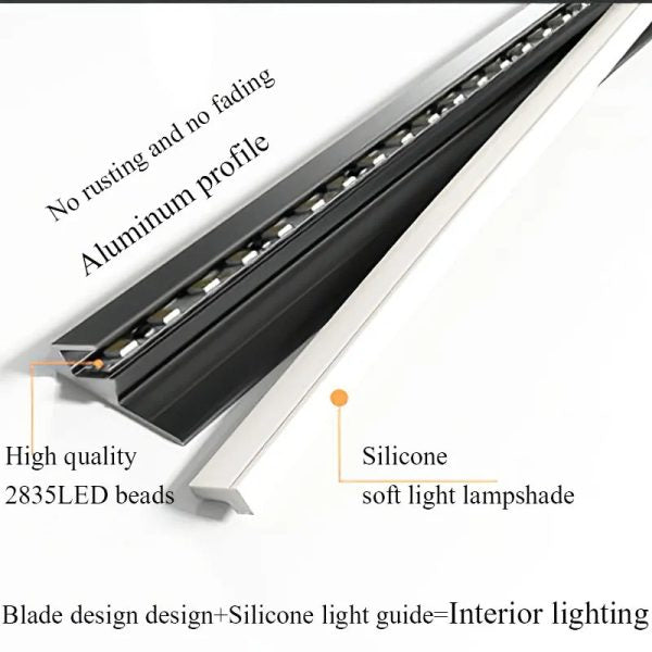 Under Cabinet LED Strip Light with 45-Degree Beam and Customizable Length, Aluminum Housing