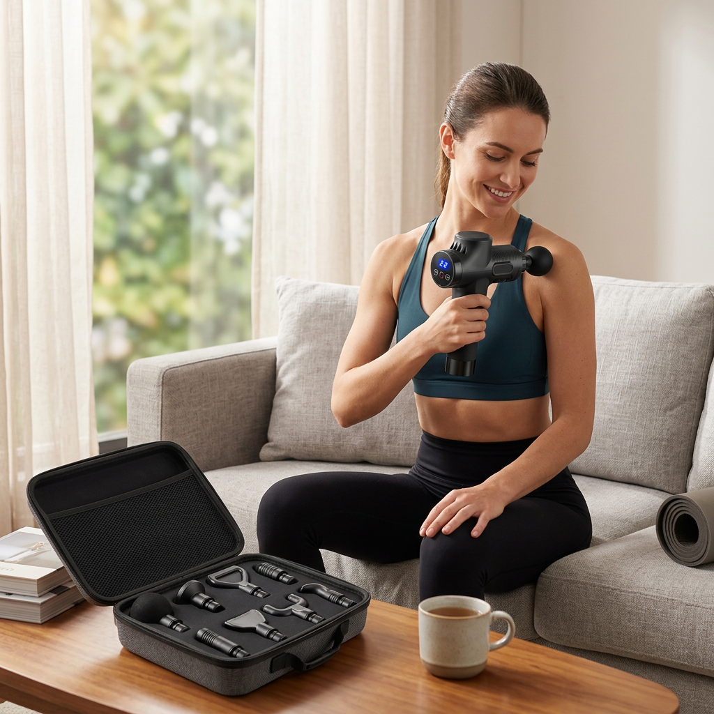 Percussion Massage Gun with 30 Speed Settings and 6 Interchangeable Heads