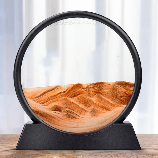 Dynamic Sand Art Frame with Colored Layers and Glass Panels