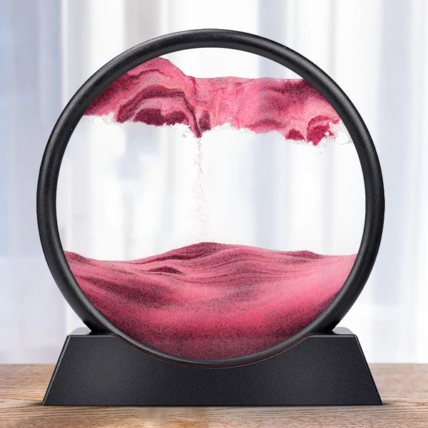 Dynamic Sand Art Frame with Colored Layers and Glass Panels