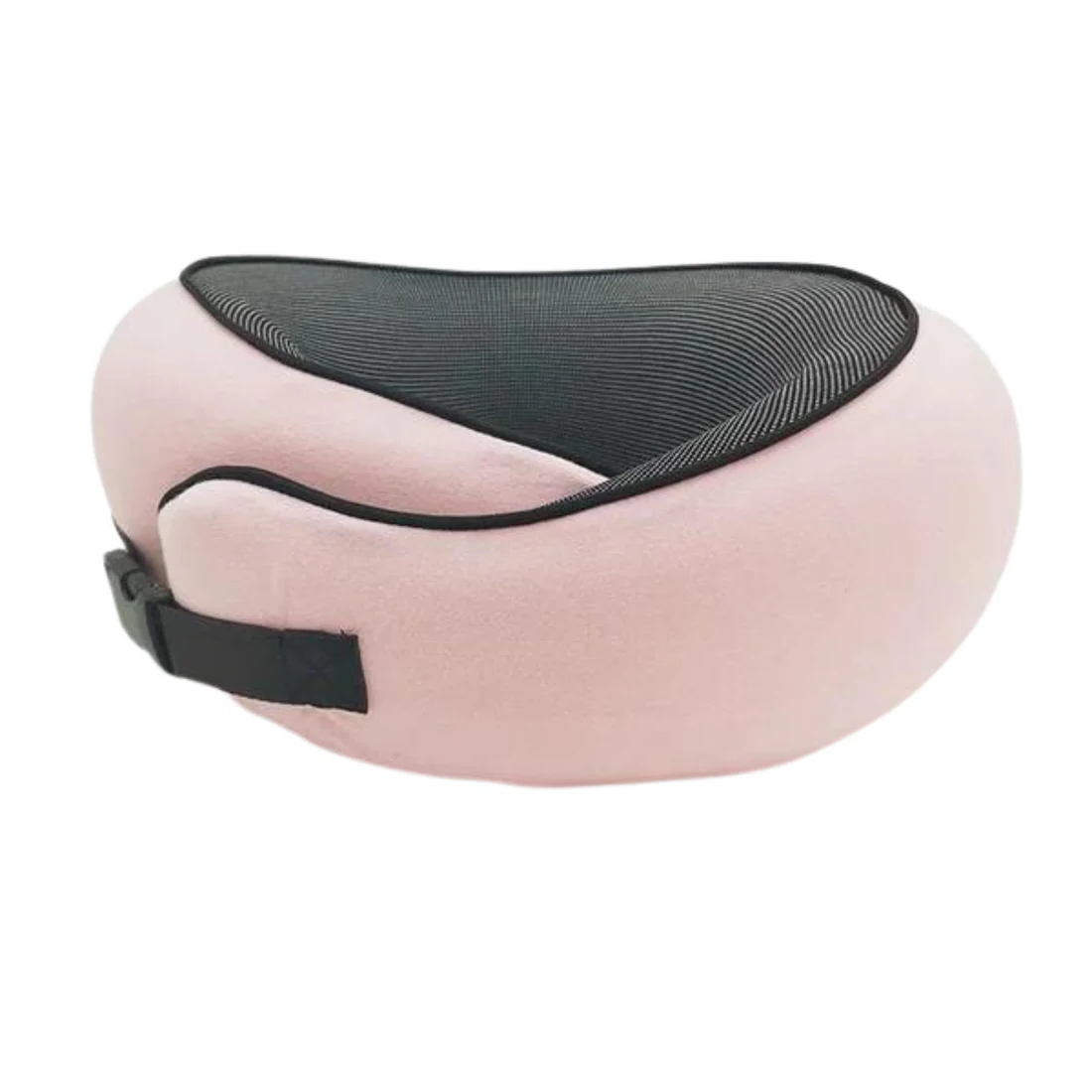 Contoured Neck Pillow with Snap Closure and Sleep Accessories for Travel
