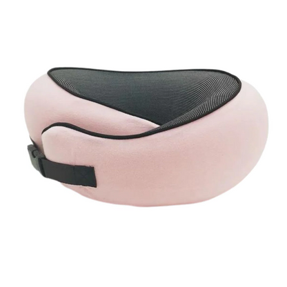 Contoured Neck Pillow with Snap Closure and Sleep Accessories for Travel