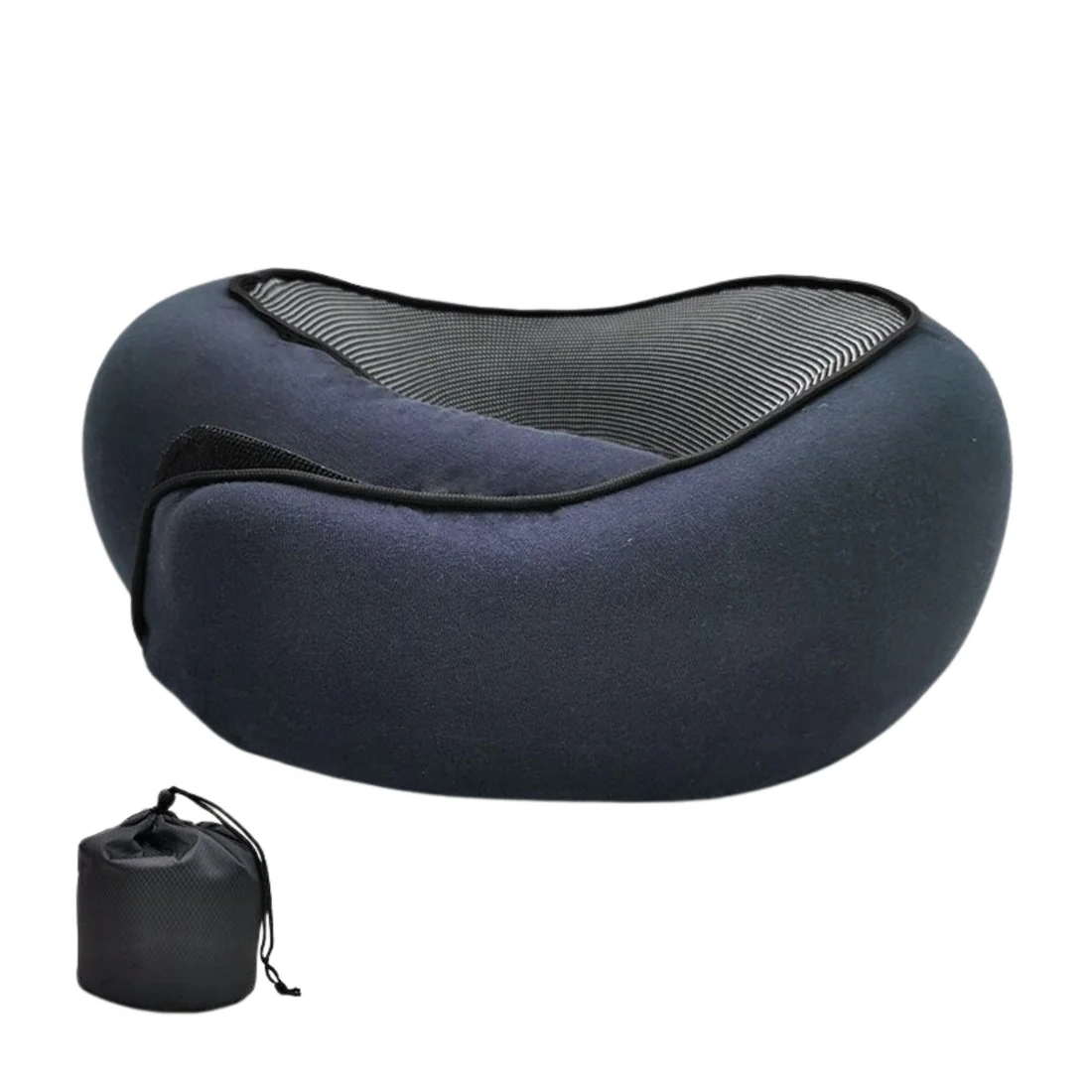 Contoured Neck Pillow with Snap Closure and Sleep Accessories for Travel